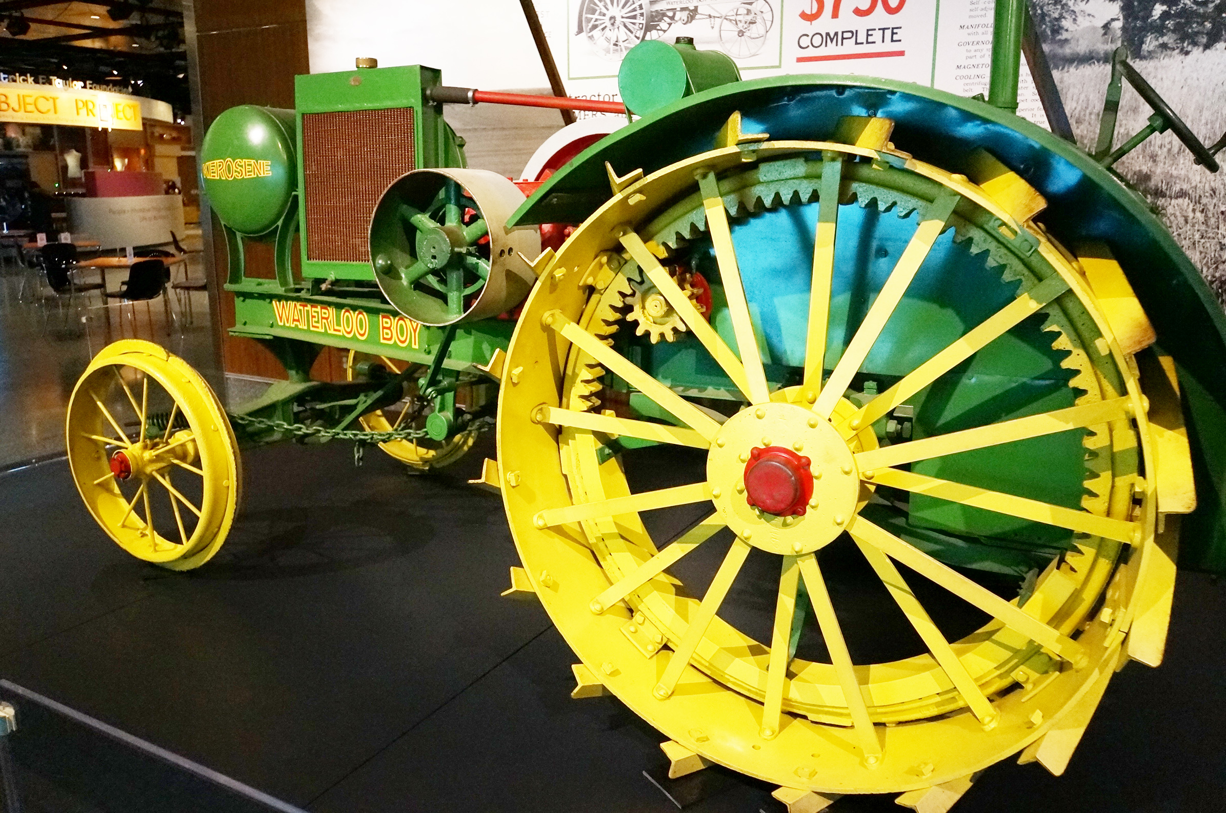 Click to view larger image green tractor with large yellow spoked wheels
