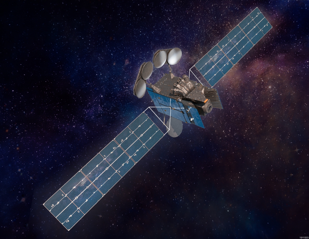 Illustration of a satellite probe in space.