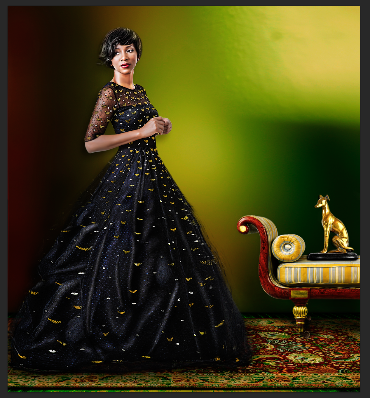Portrait of a woman in a ball gown