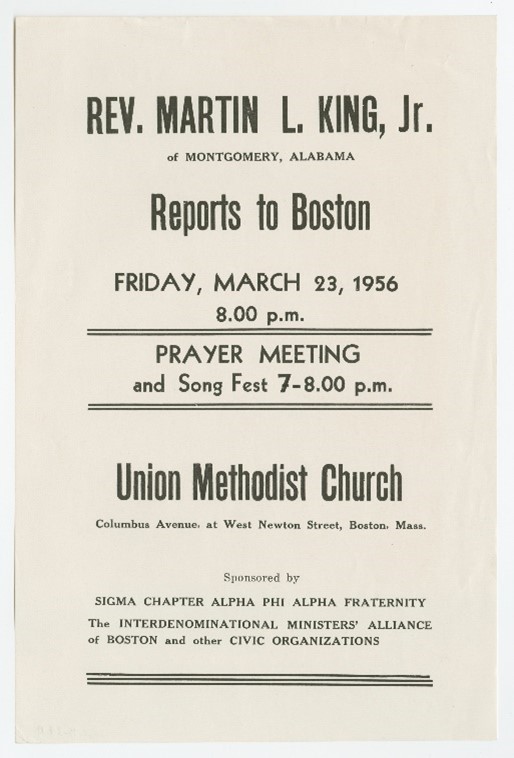 Front of old paper handout with printed wording on the front.