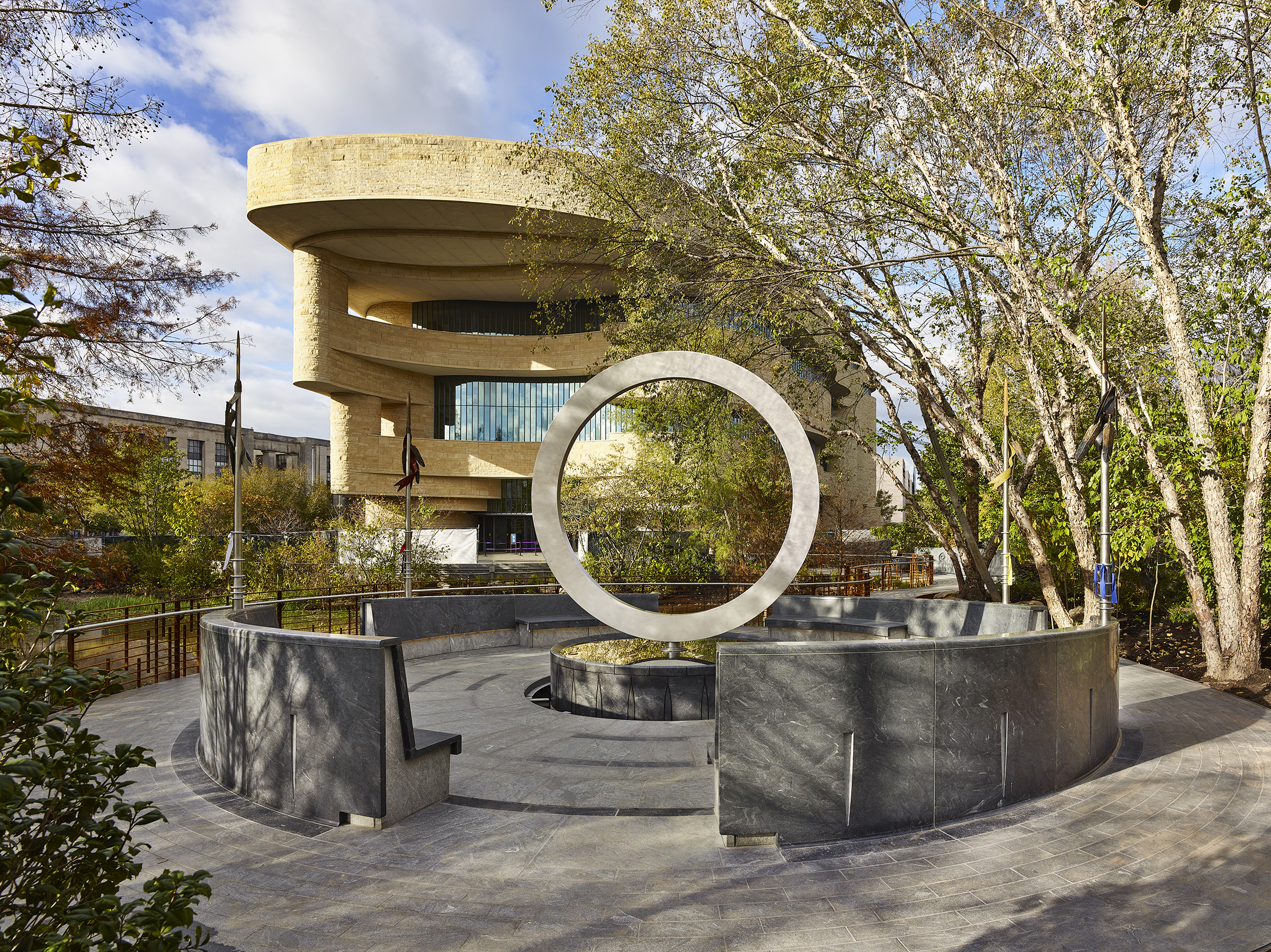 Exterior of National Museum of the American Indian and its veterans memorial