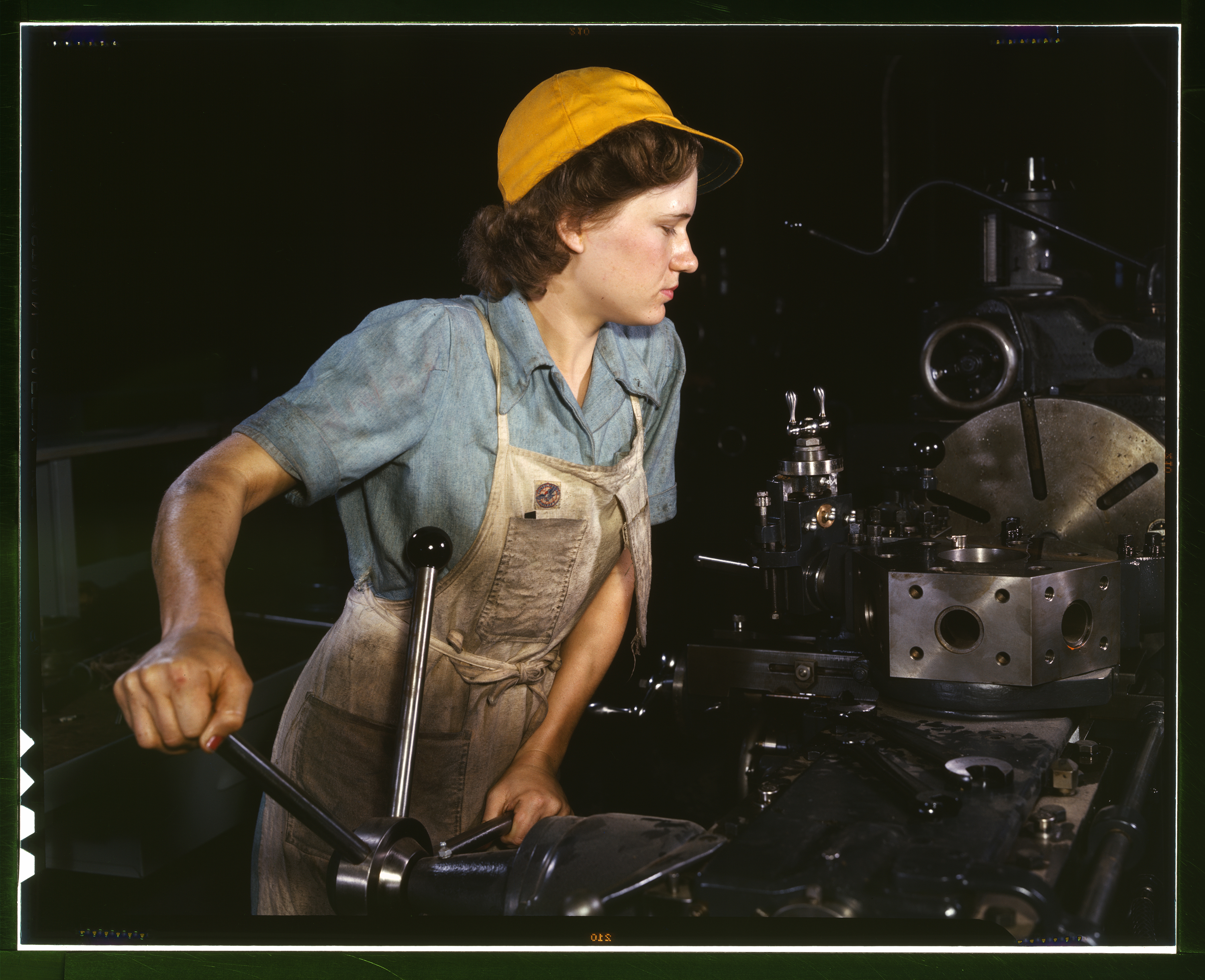 Female lathe operator