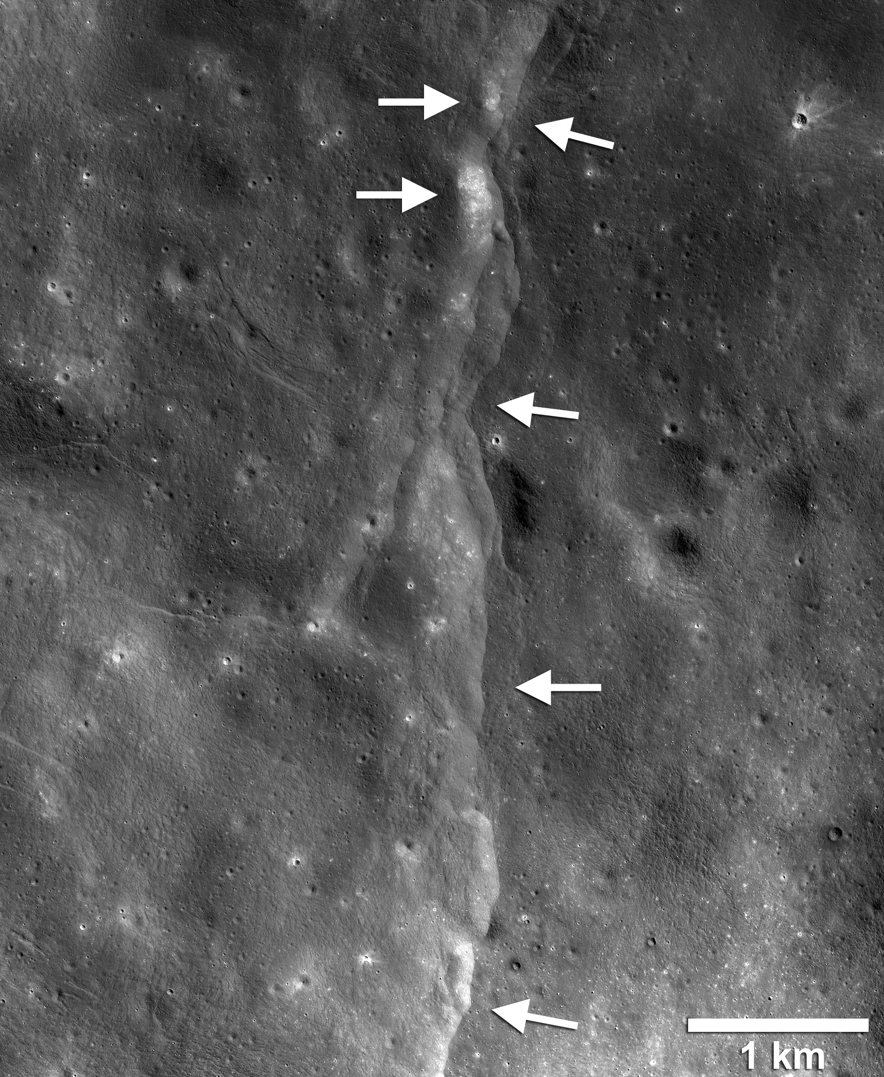 Lunar Lobate Thrust Fault Scarp