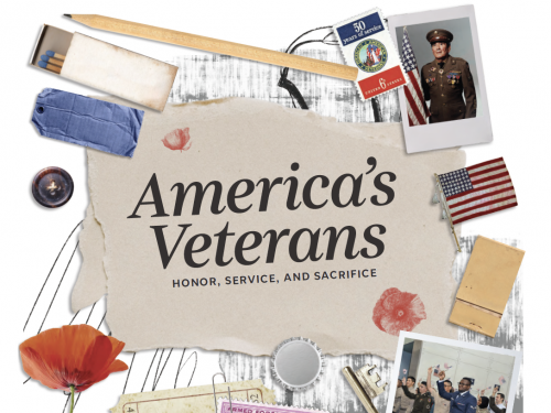 Collage of items representing US veterans.
