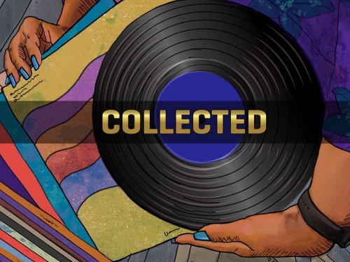 Graphic of a woman holding a vinyl record with text overlay.