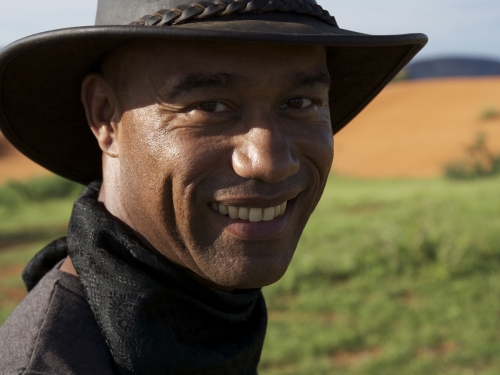 Portrait of Casely-Hayford wearing a hat