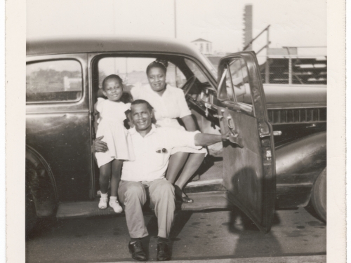 family in car