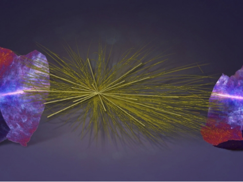 Artists rendering of atoms colliding