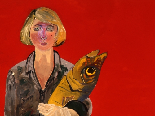 Cropped Self-Portrait with Fish and Cat