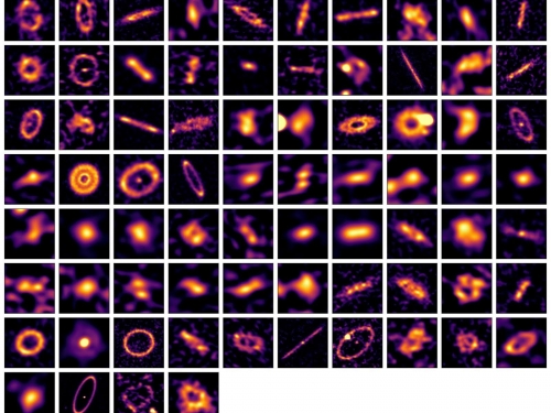 A grid of black photos with fuzzy orange orbs of light.