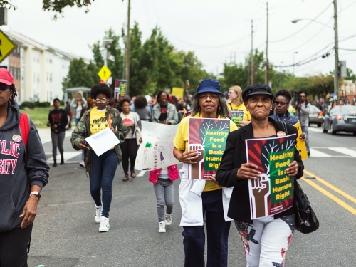 Group of people marching