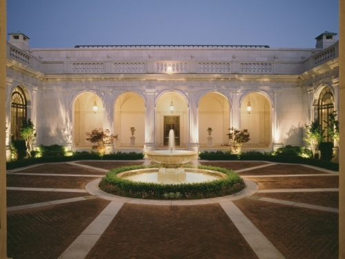 Courtyard of Freer Gallery of Art at night