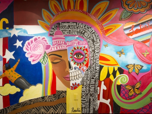 Colorful mural with diversity theme