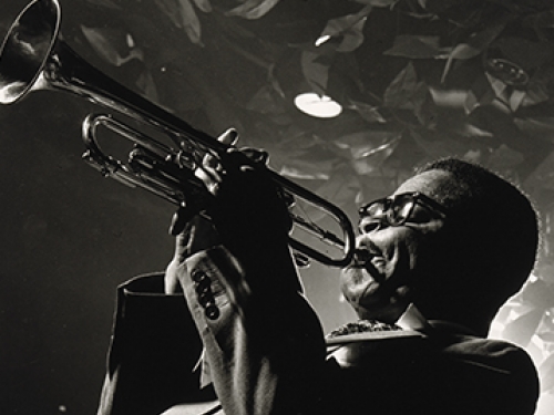 Dizzy Gillespie with trumpet