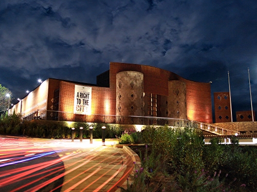 Exterior of Anacostia Community Museum at night 