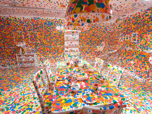 Installation of psychedelic artwork Th eObliteration Room