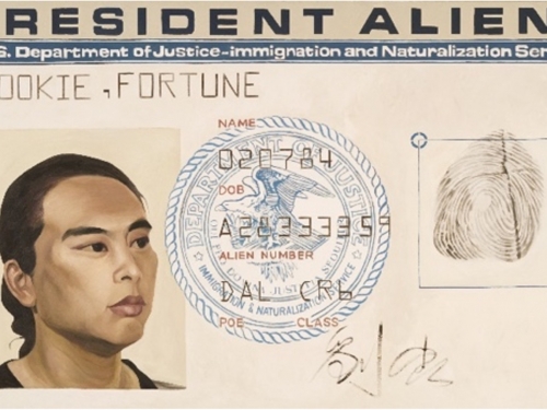 Painting resembling identification card