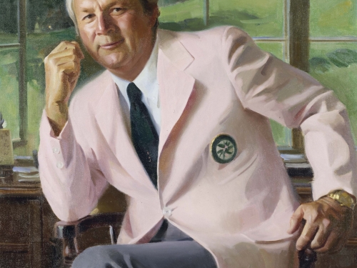 Portrait of Arnold Palmer wearing Masters jacket