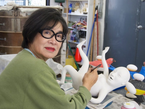 Patti Warashina in her studio