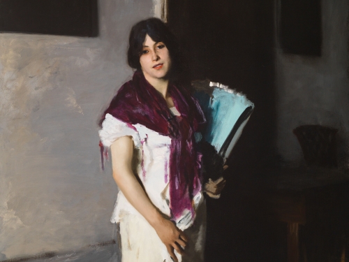 Painting of a woman holding a book