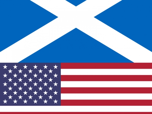 Flags of Scotland and the United States of America