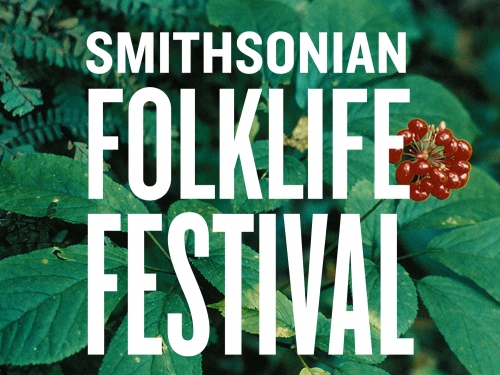 "Smithsonian Folklife Festival" text on floral background