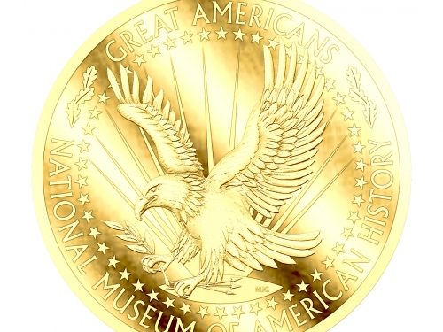 Illustration of a medal with a bald eagle