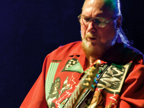 Close up of guitarist Steve Cropper onstage