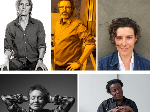 composite photo of several artists