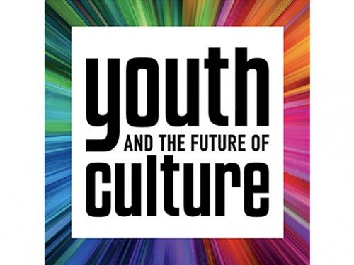 Square logo with rainbow colored border and blocky, black text in the center.