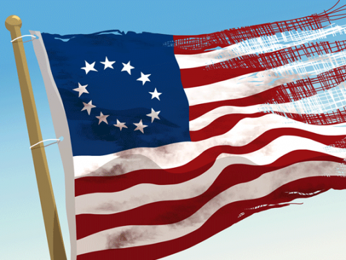 First American flag with circle of stars