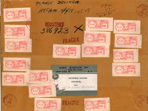 Hope Diamond Mail Wrapper, Postmark: Nov. 8, 1958