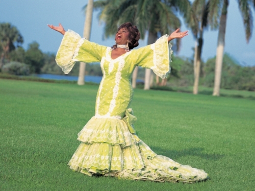 celia cruz in yellow tango dress