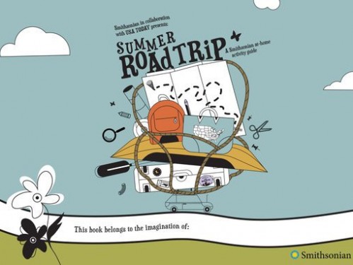 Newspaper cover of road trip activity guide.