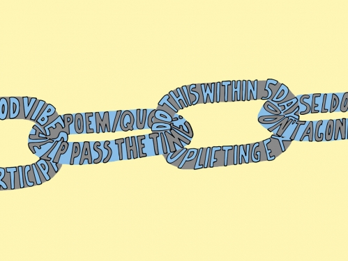 blue chain symbolizing chain letters.