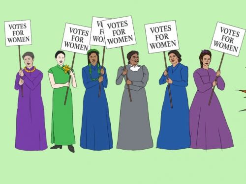 women working for suffrage