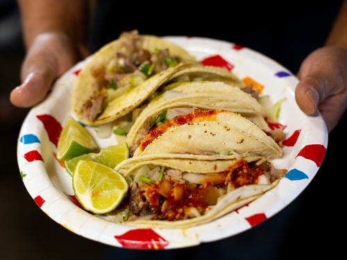 Tacos on a plate.