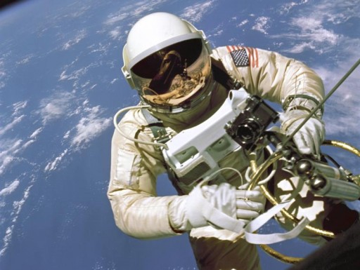 Astronaut Ed White during the First American Spacewalk 