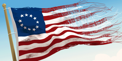 First American flag with circle of stars