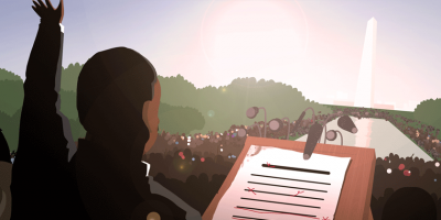 Illustration of King delivering speech
