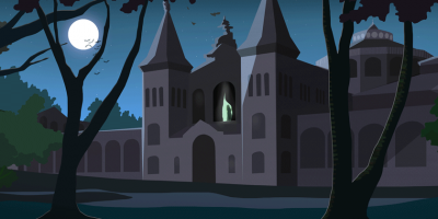 Spooky illustration of the Castle at night.