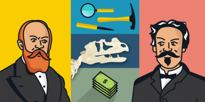 illustration of rival scientists