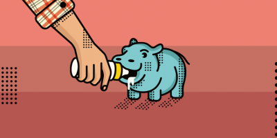drawing of feeding a baby hippo