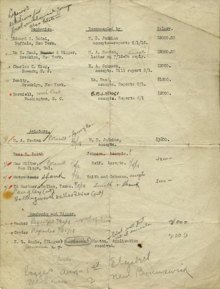 handwritten list