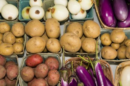 variety of potatoes and produce