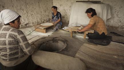 Women baking bread