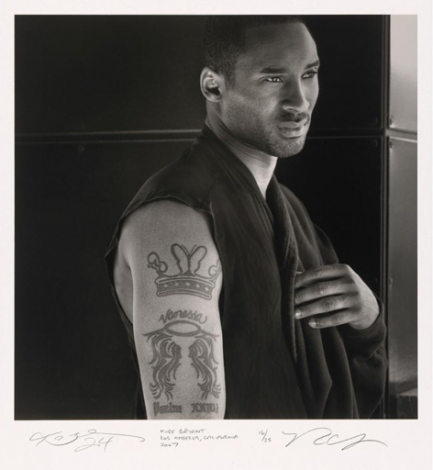 Black and white photo of Kobe Bryant