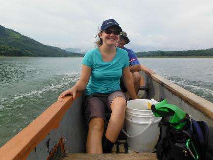Diana Sharpe in boat