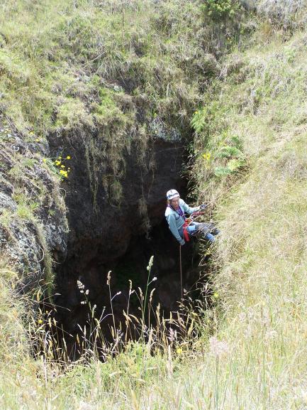 Lava Tube Cave with explorer