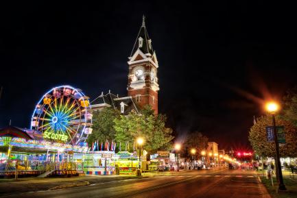 Ferris wheel in small town square
